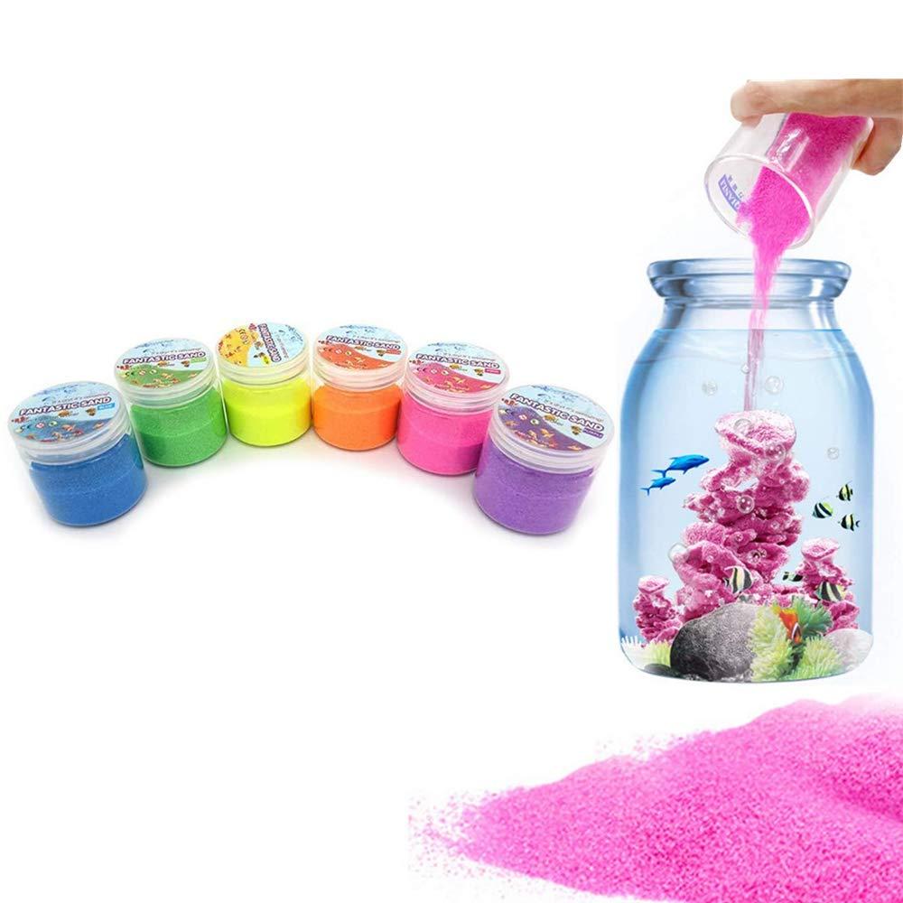 JULAN 6 Pack Magic Sand - Space & Colored Sand Toys for Kids & Adults - 6 Colors