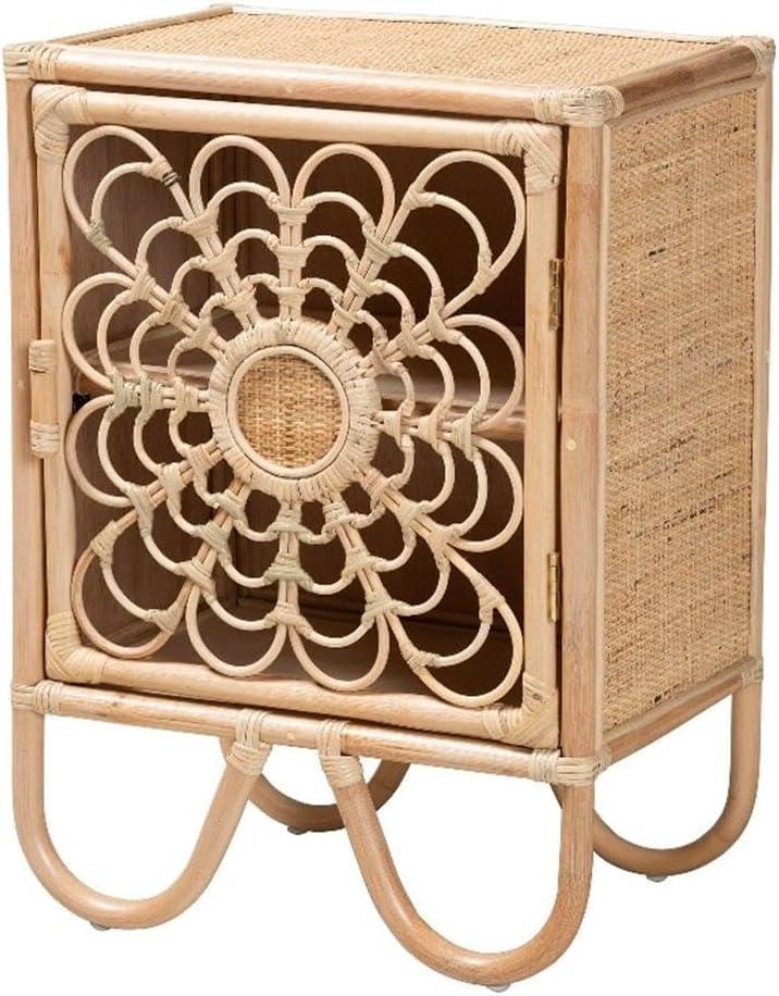 Acelin Rattan Nightstand Natural Brown - Baxton Studio: No Assembly, Spot Clean, Rectangle Shape, 30 Day Warranty