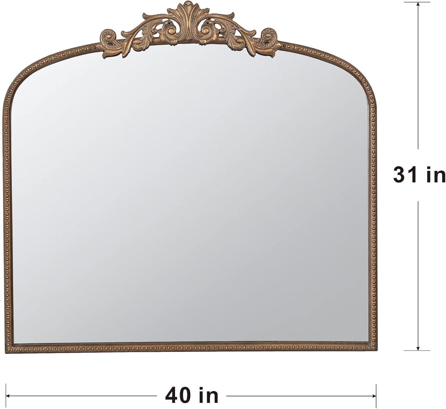 A&B Home Gold Arch Mirror with Metal Frame, 40"x31" Wall Decor