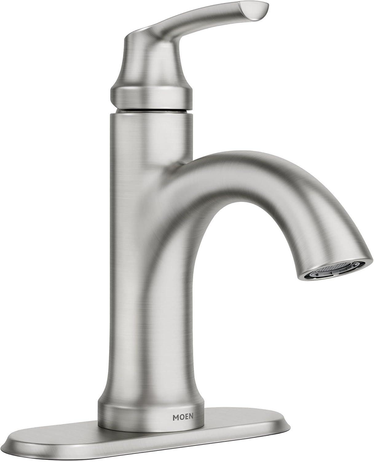 Elegant Wellton High Arc Brushed Nickel Single-Handle Bathroom Faucet