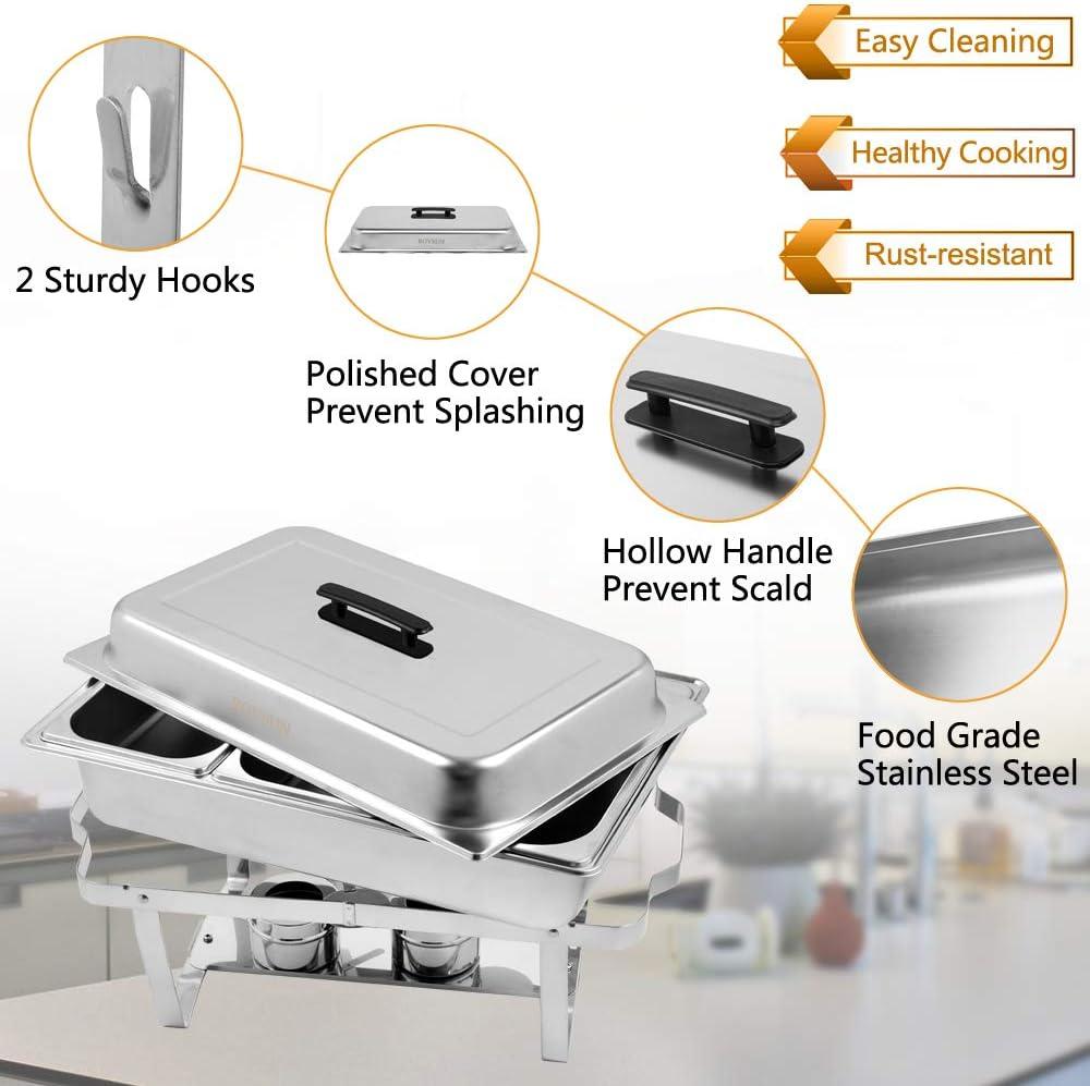 ROVSUN 8 Quart Stainless Steel Silver Chafing Dish Buffet Set 1/3 Food Pan