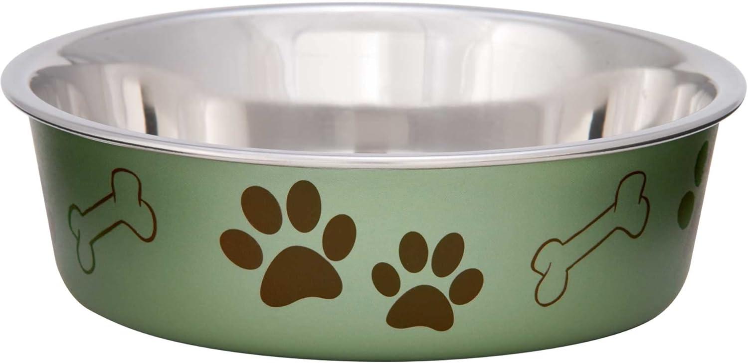 Medium Artichoke Green Stainless Steel Pet Bowl