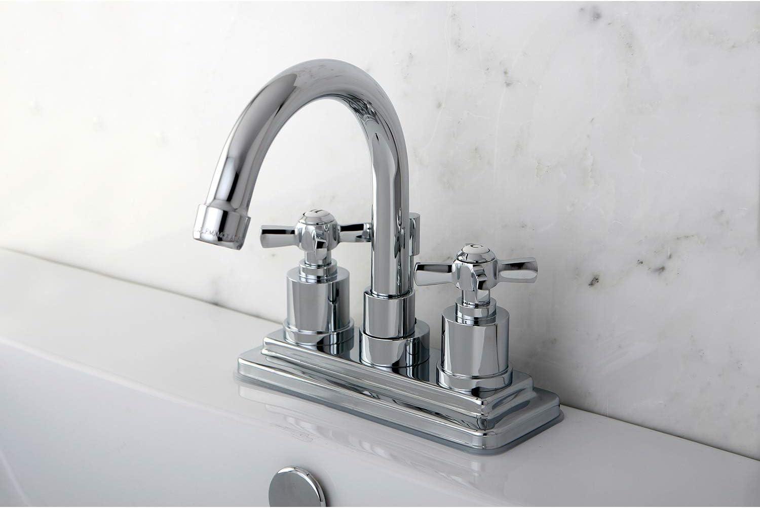 Kingston Brass Millennium Two-Handle 3-Hole Deck Mount 4" Centerset Bathroom Faucet with Brass Pop-Up