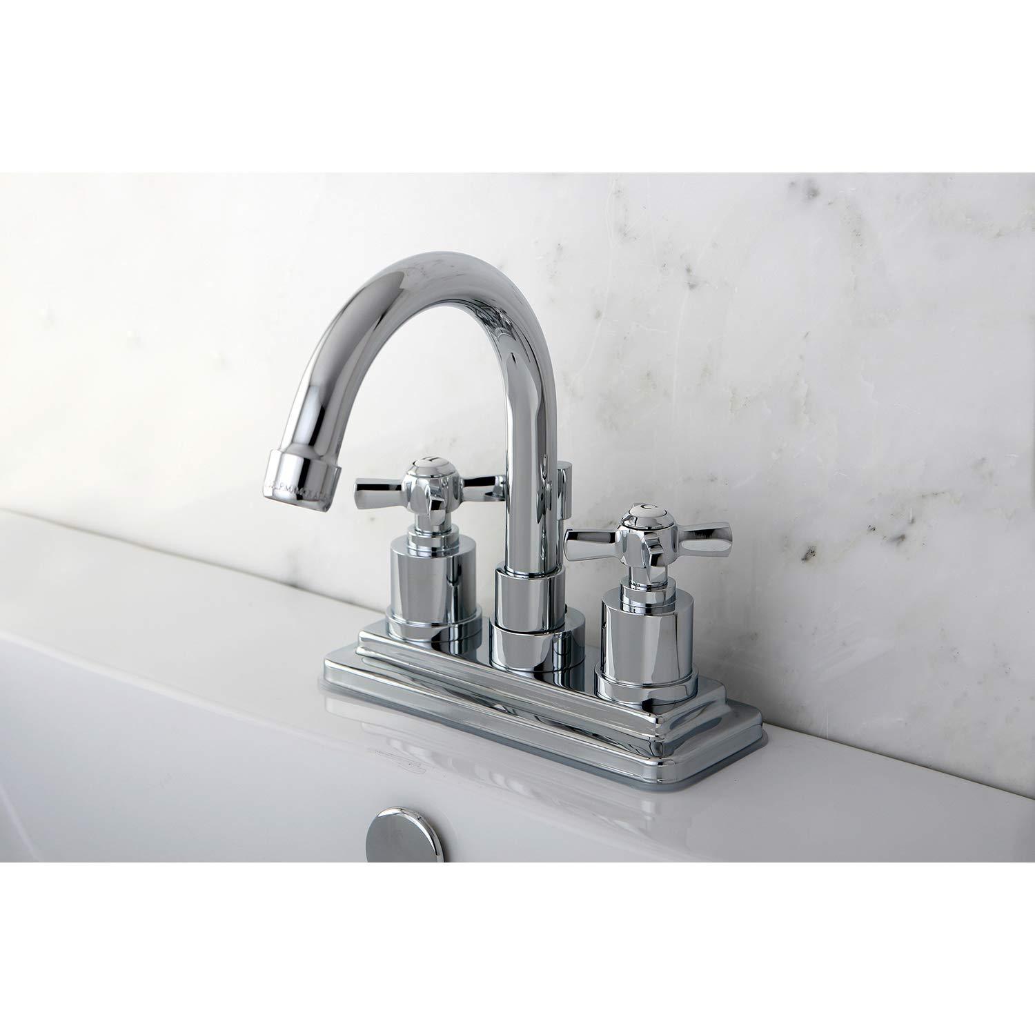 Kingston Brass Kingston Brass Millennium Two-Handle 3-Hole Deck Mount 4" Centerset Bathroom Faucet with Brass Pop-Up KS8661ZX