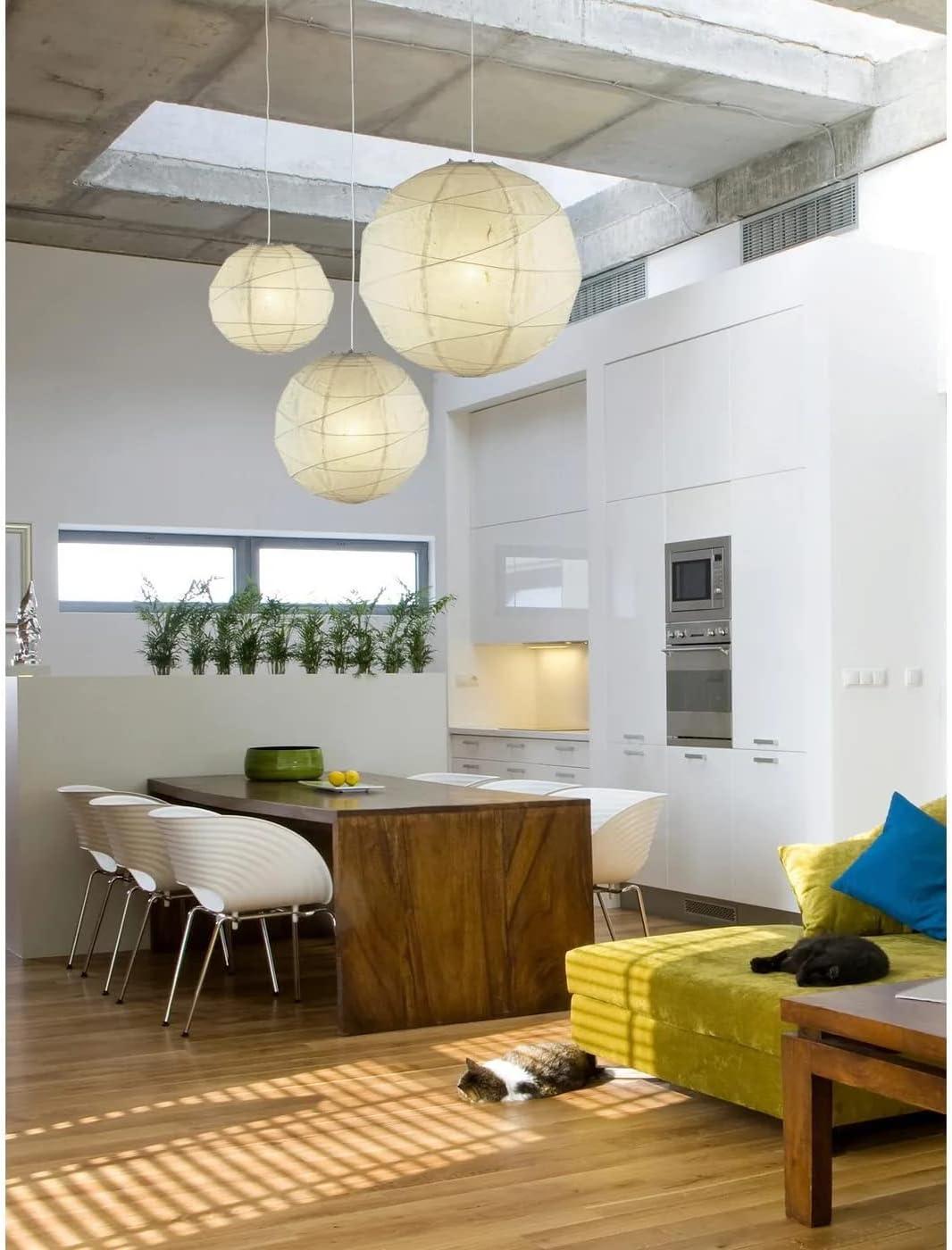 Large Orb Pendant Natural - Adesso: ETL Listed, 4-Socket Ceiling Fixture, Adjustable Height, Modern Style