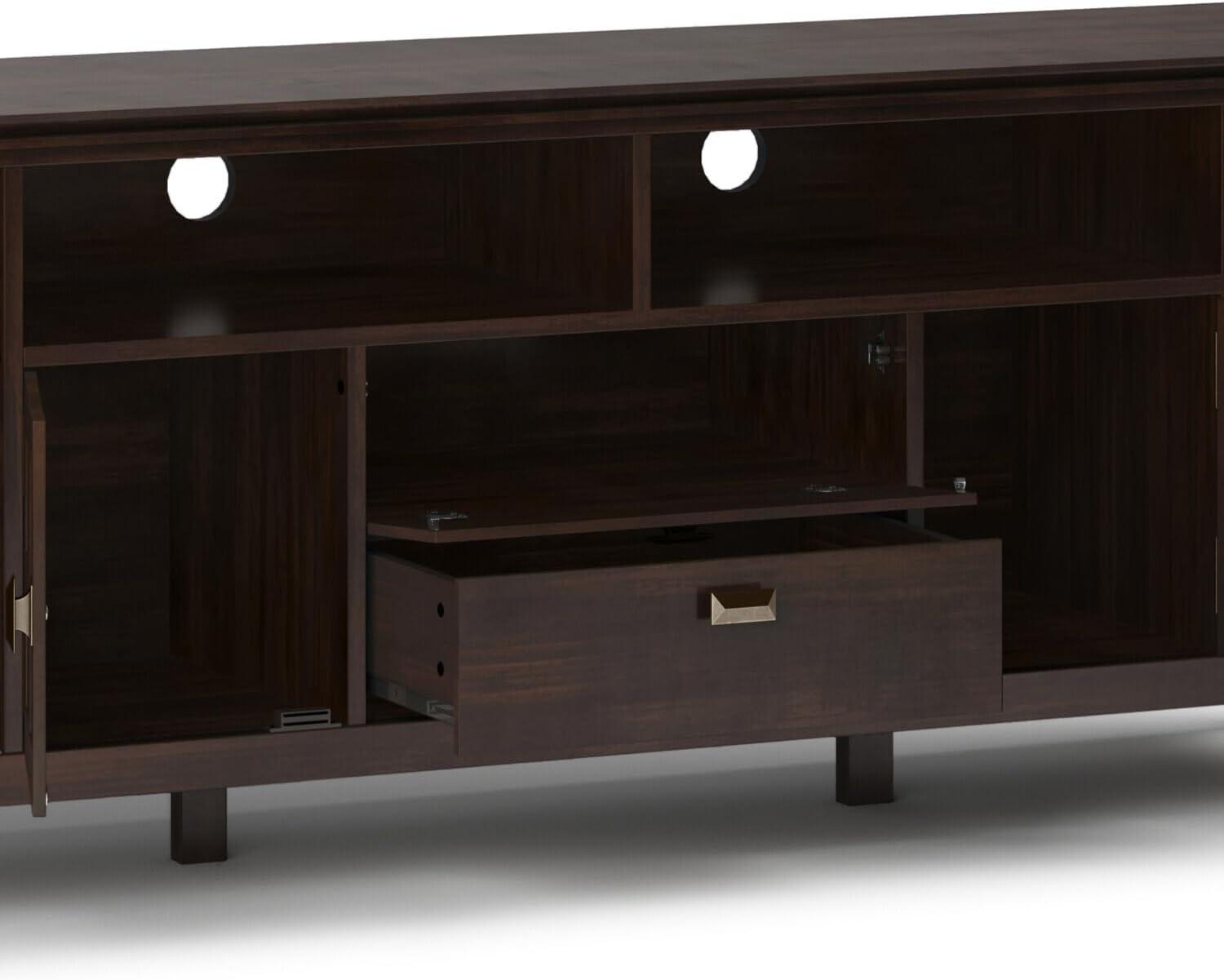 Simpli Home Artisan 53"W Solid Wood Contemporary Tall TV Stand for TVs up to 60" with Adjustable Shelves & Reviews | Wayfair