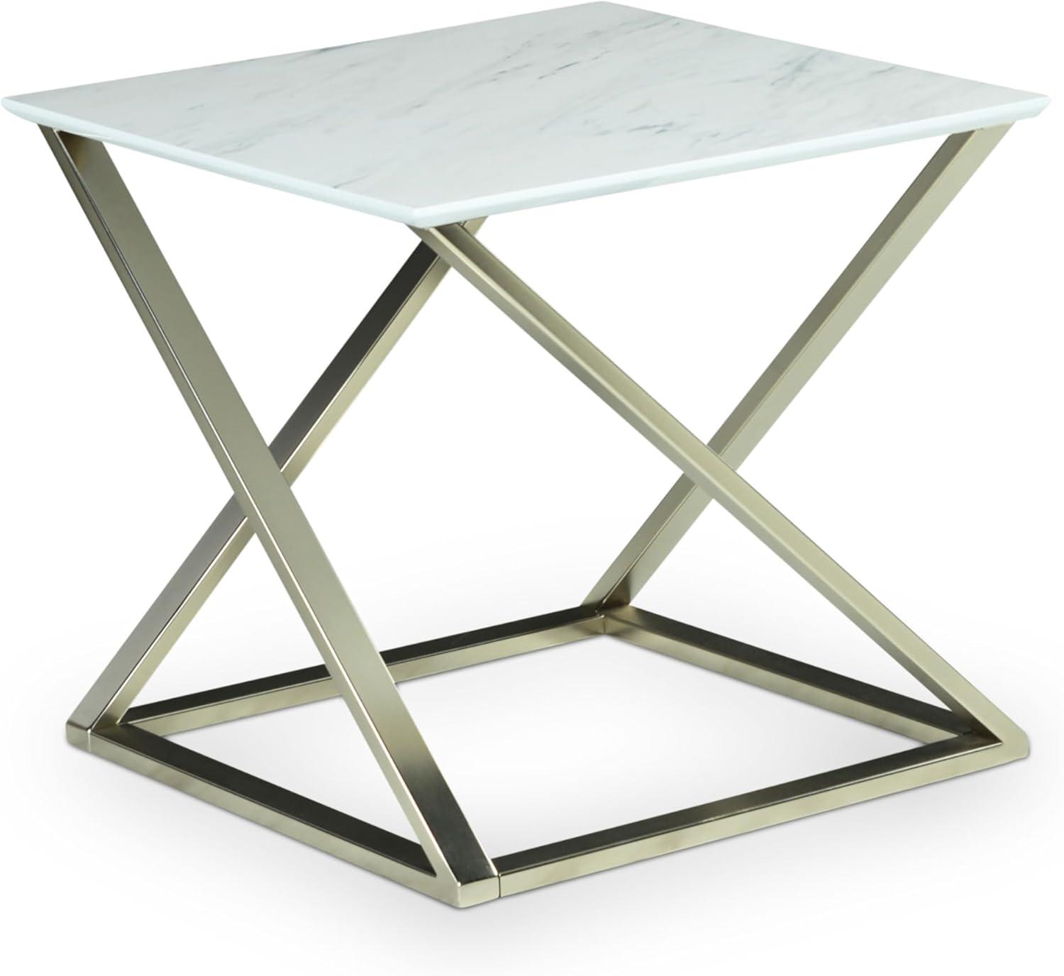 Zurich Square End Table White/Chrome - Steve Silver Co.