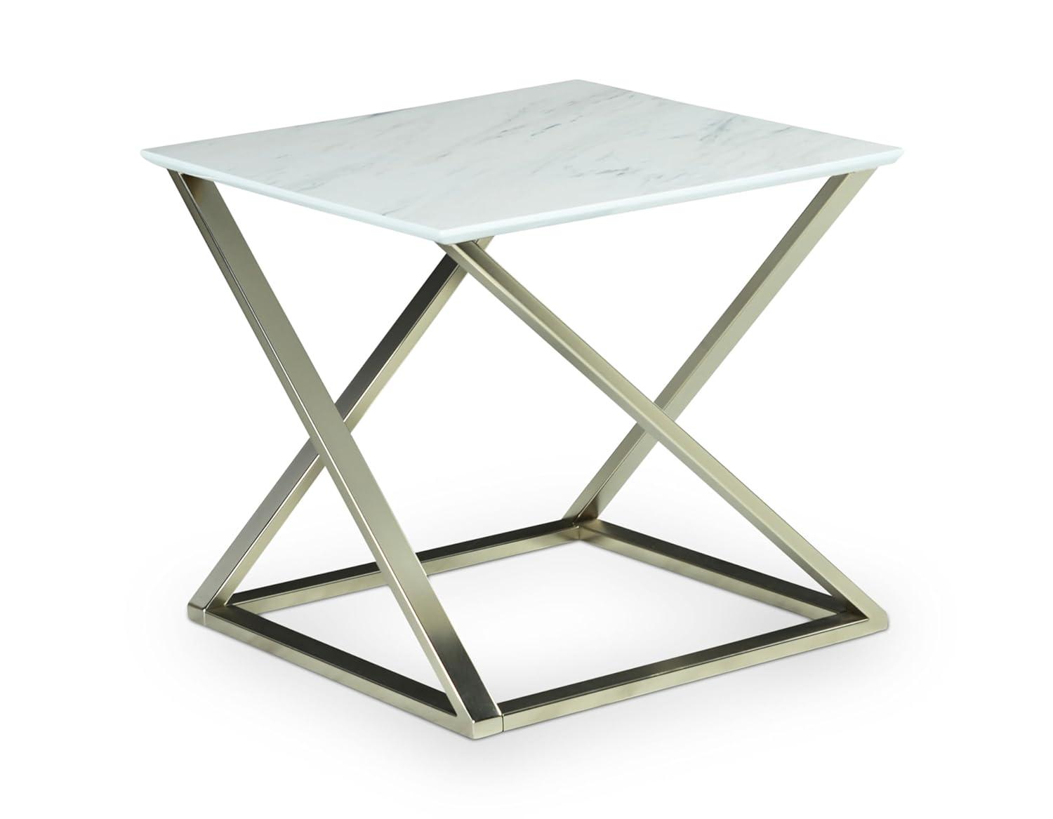Zurich Square End Table White/Chrome - Steve Silver Co.