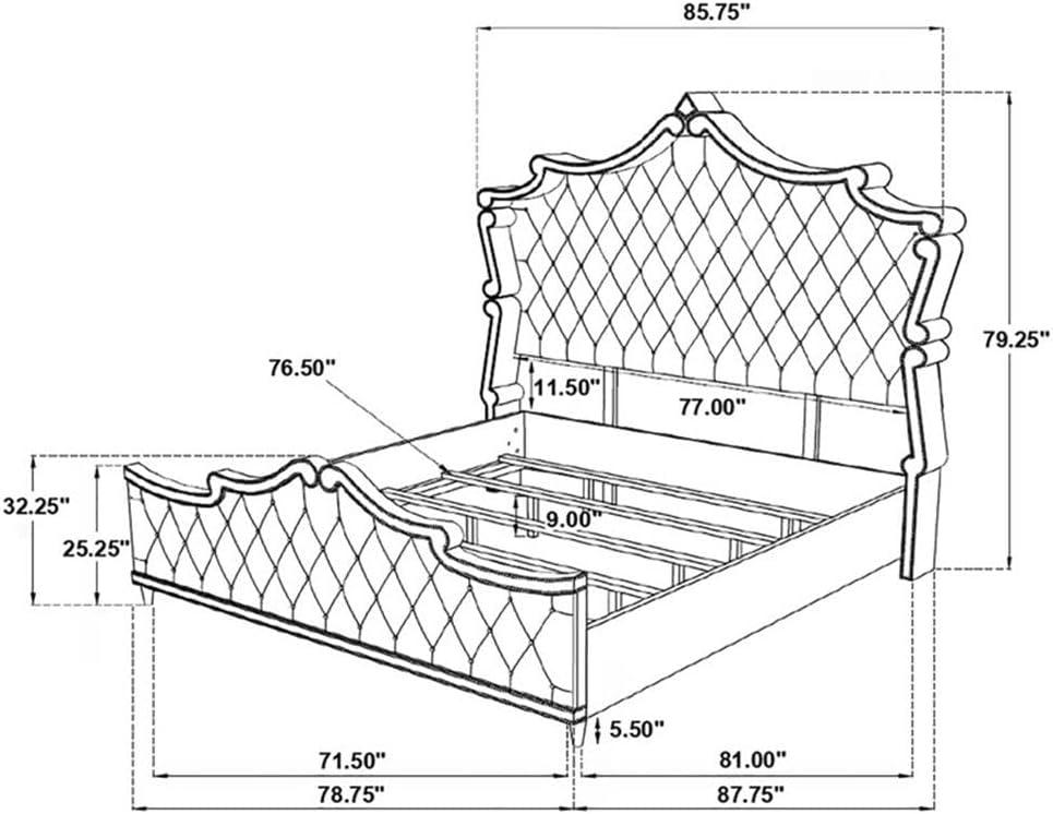 Pemberly Row Upholstered Velvet Eastern King Bed in Ivory and Camel