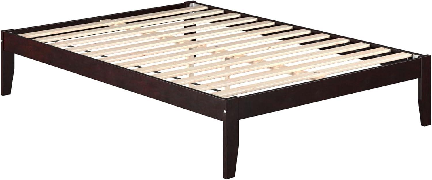 Espresso Wood Full Platform Bed with Charging Station