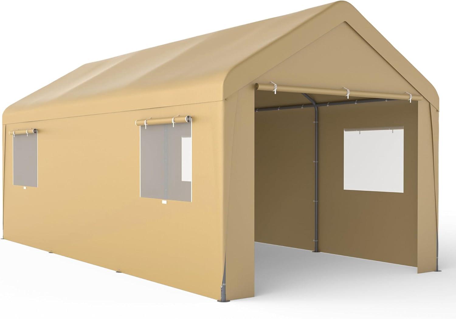 10 Ft. W x 20 Ft. D Heavy Duty Carport Portable Garage Large Carport with Breathable Windows