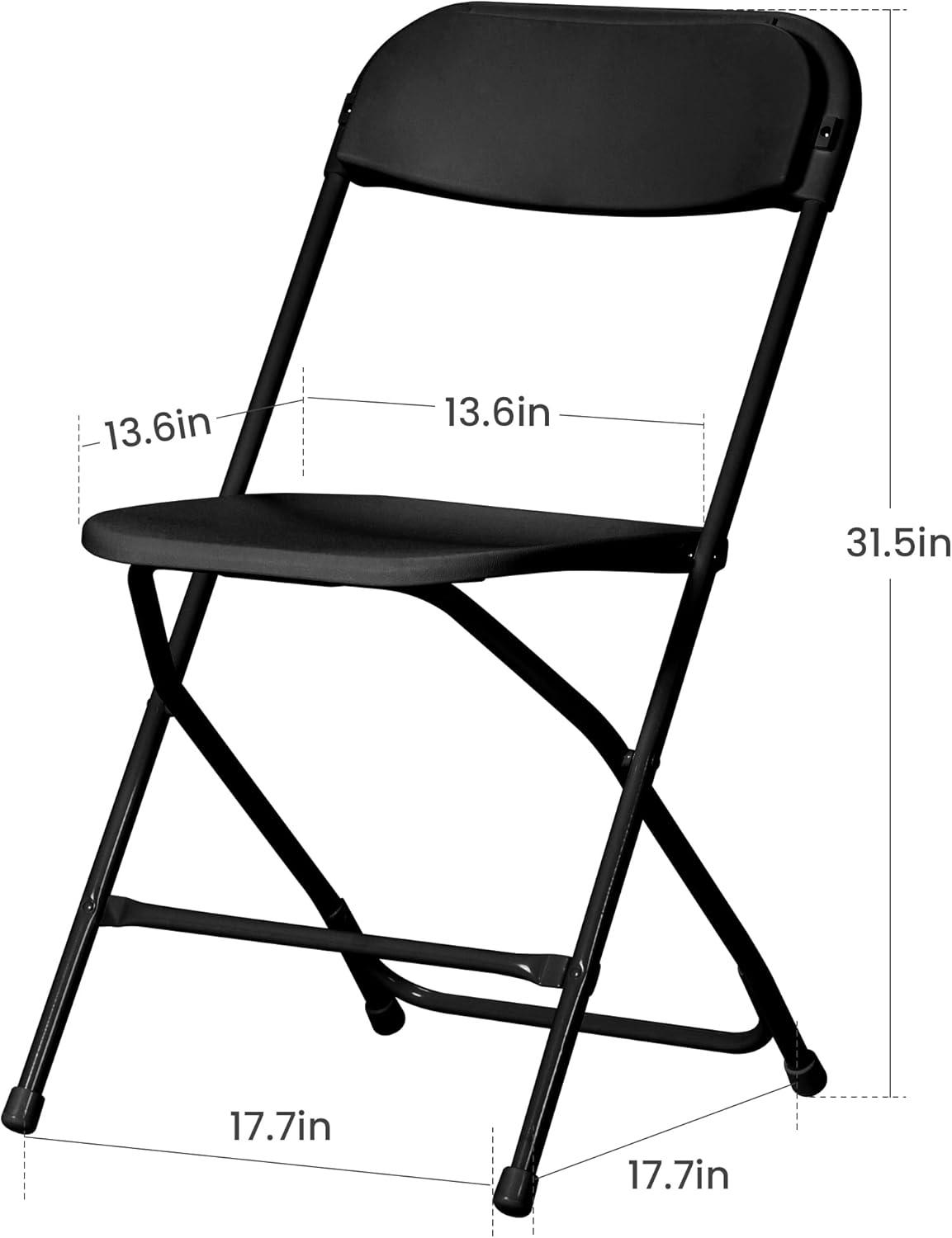 10 Pack Black Plastic Folding Chair for Indoor Outdoor, 350 lb Capacity, Foldable Commercial Stacking Chairs with Steel Frame for Office Wedding Party Events