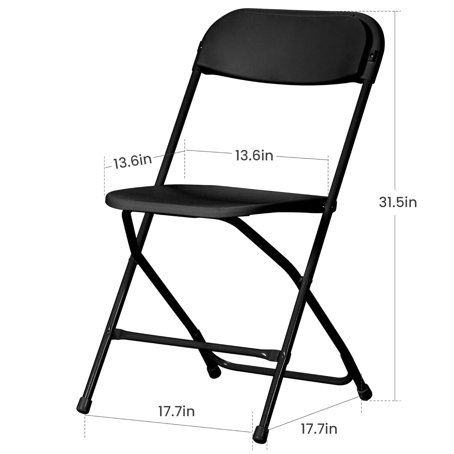 10 Pack Black Plastic Folding Chair for Indoor Outdoor, 350 lb Capacity, Foldable Commercial Stacking Chairs with Steel Frame for Office Wedding Party Events