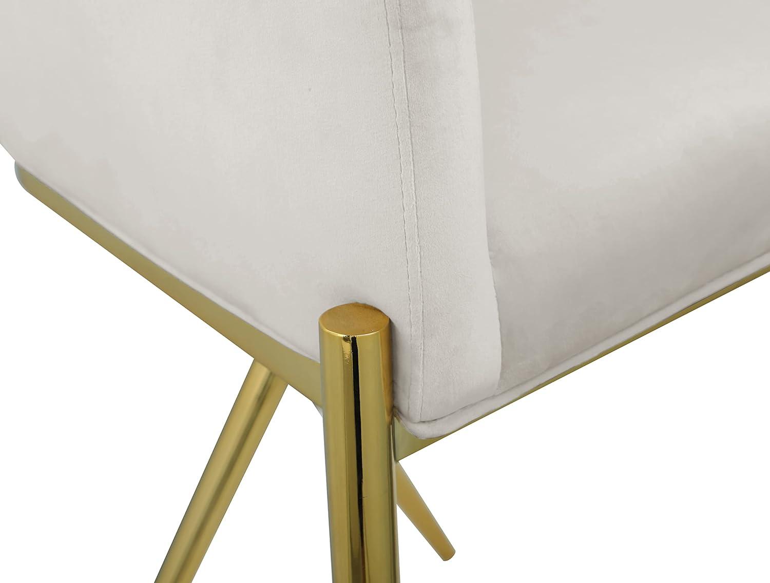 Elegant Beige Velvet & Gold Metal Counter Stool