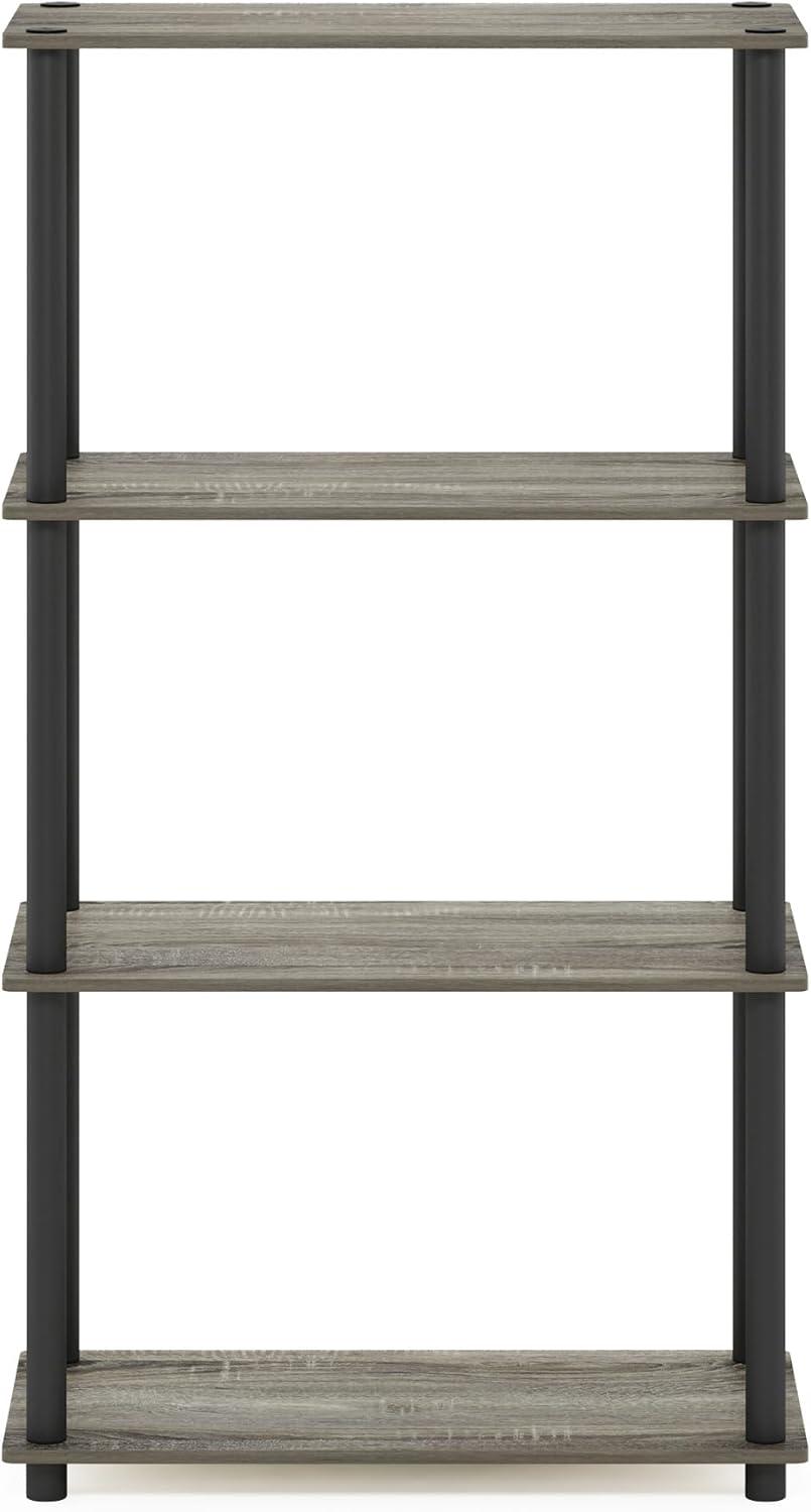 Furinno 18028GYW-BK Turn-S-Tube 4-Tier Multipurpose Shelf Display Rack with Square Tube - French Oak Grey & Black