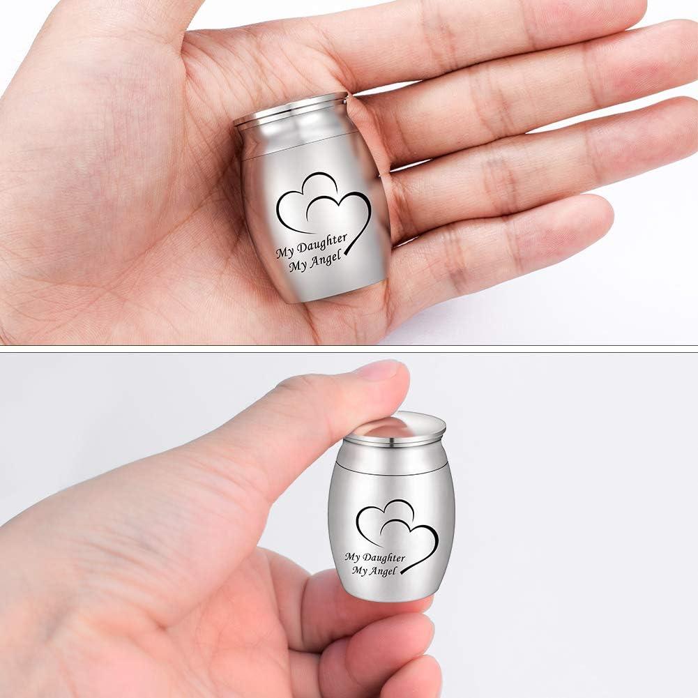 Small Keepsake Urn for Dad Mini Cremation Urns Decorative Memorial Funeral Ashes Holder Silver Engraved Stainless Steel Container for Dad Father 1.57 x 1.18 Inch-My Dad My Hero My Angel