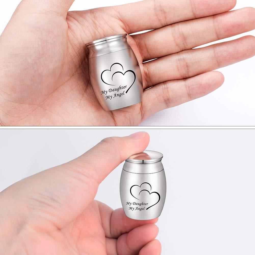 Small Keepsake Urn for Dad Mini Cremation Urns Decorative Memorial Funeral Ashes Holder Silver Engraved Stainless Steel Container for Dad Father 1.57 x 1.18 Inch-My Dad My Hero My Angel