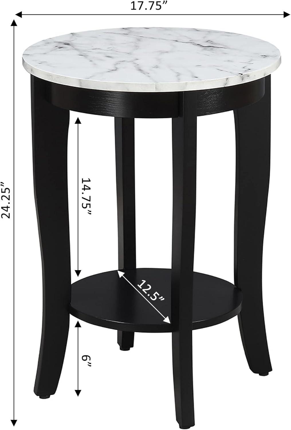 Convenience Concepts American Heritage Round End Table in Black Wood Finish