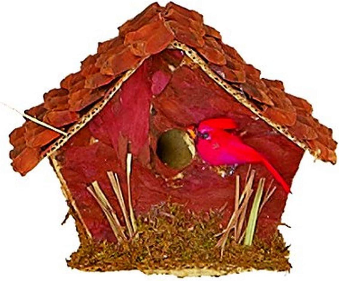 Natural Red and Brown Tabletop Decorative Birdhouse