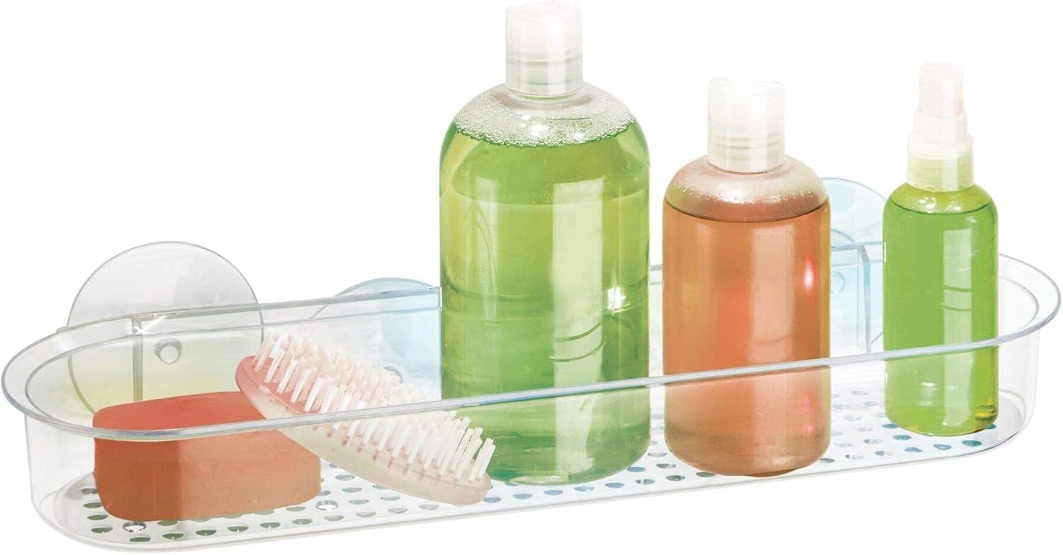 iDesign Plastic Bath Shower 1-Shelf Suction Caddy Holder, Clear