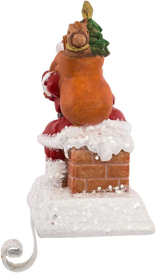 Kurt Adler Resin Santa with Gift Box Stocking Holder, 6.5-Inch