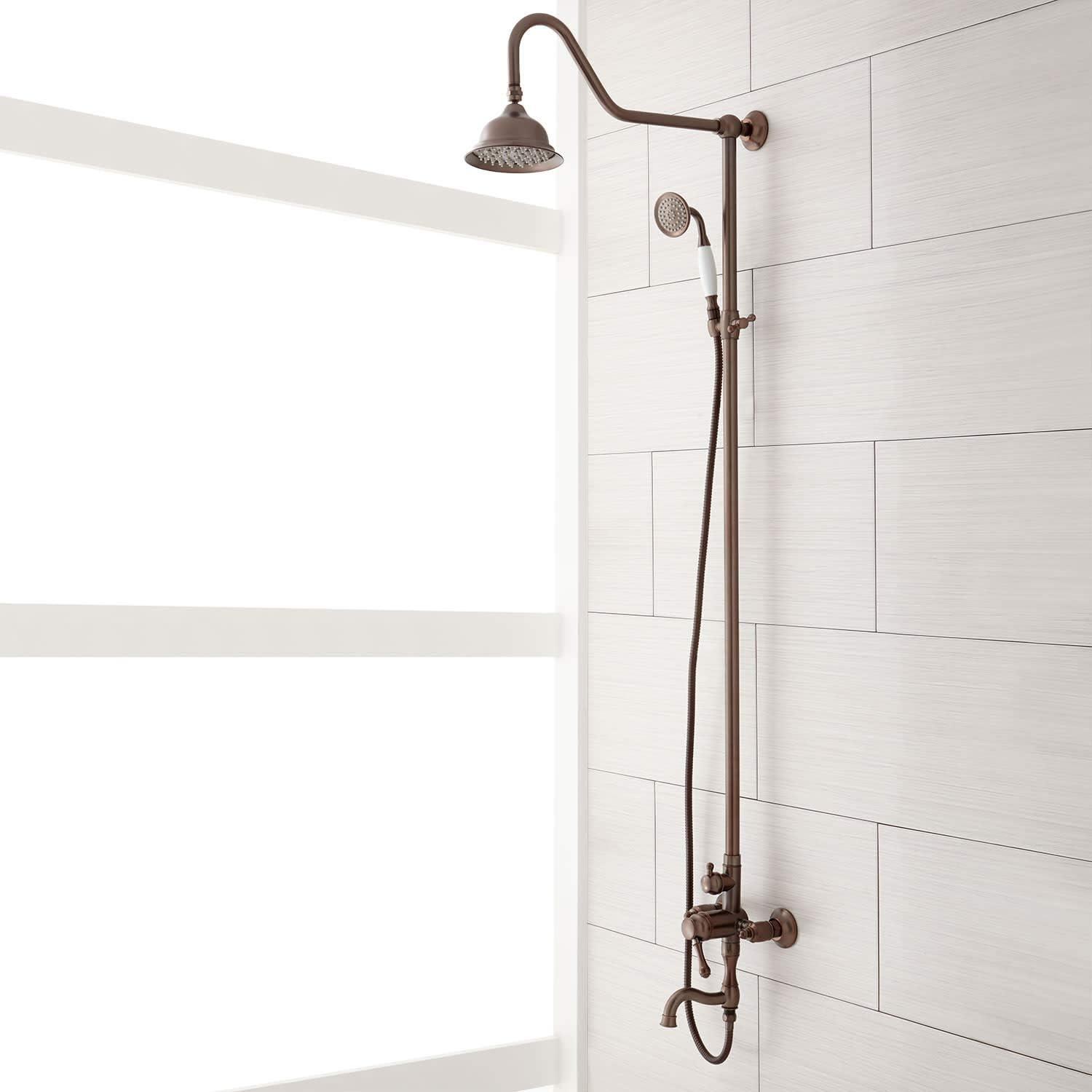 Dolwick Bronze Exposed Shower System with Rain Shower Head and Hand Shower