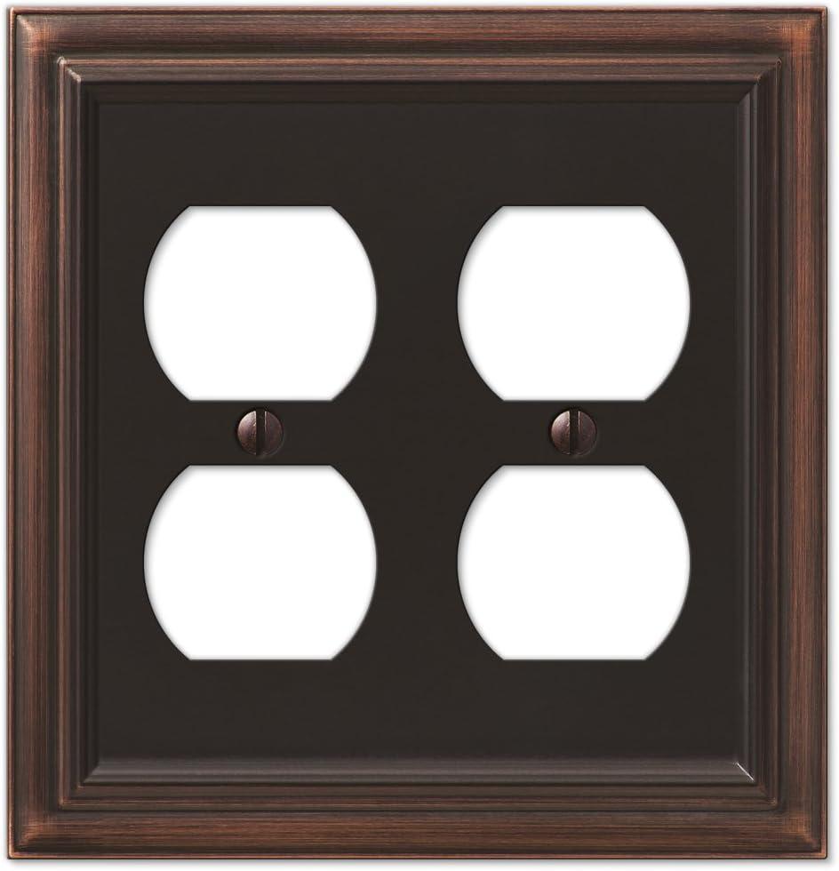 Amerelle 94DDVB Continental Wallplate, 2 Duplex, Cast Metal, Aged Bronze, 1-Pack