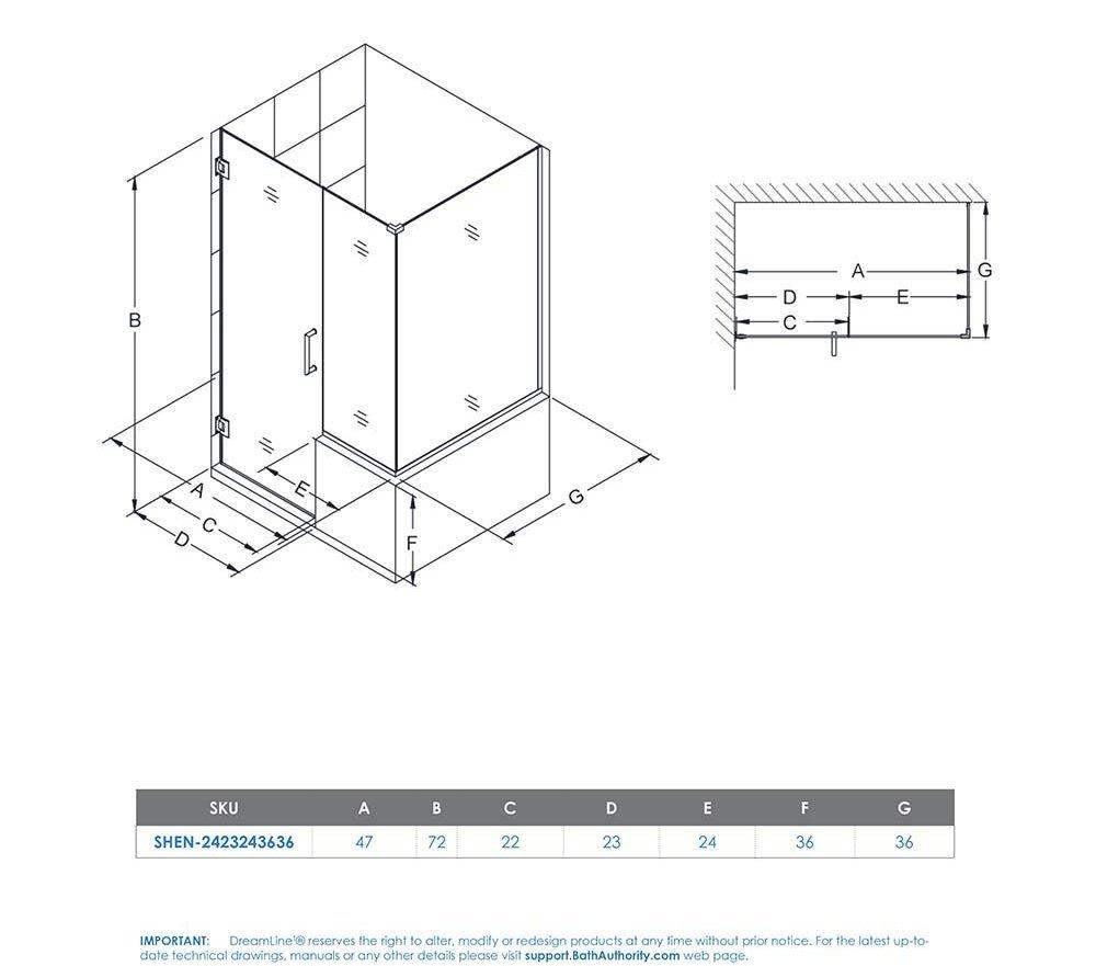 Clear Glass Frameless Hinged Shower Enclosure with Brushed Nickel Hardware