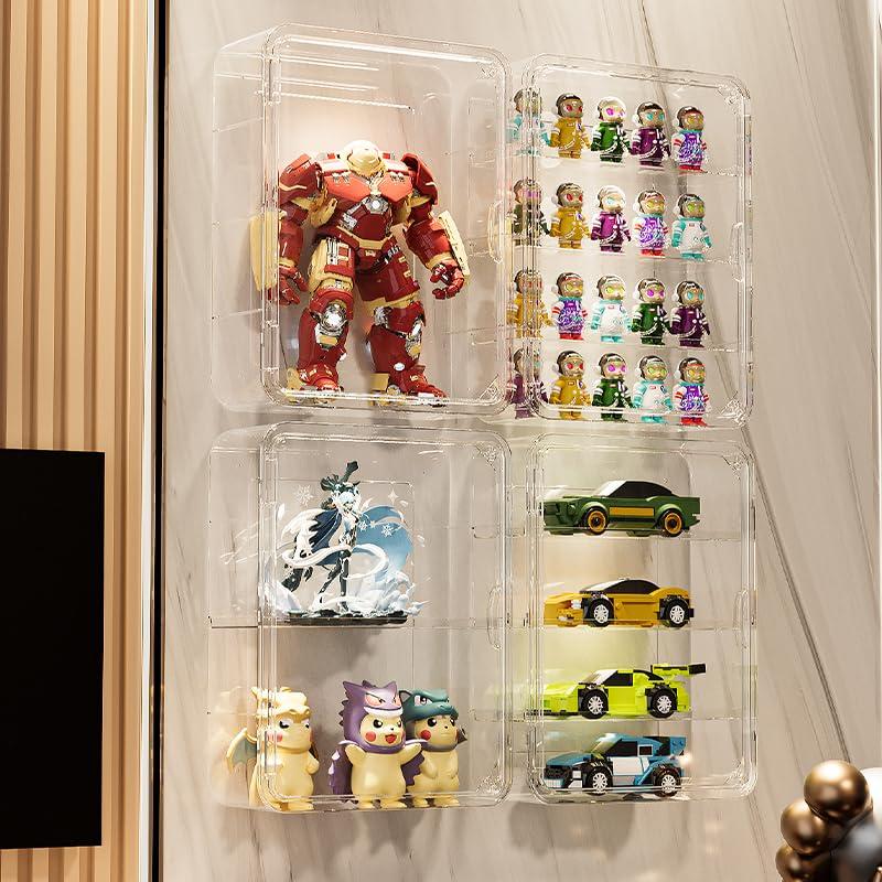 Clear Acrylic Display Case with Two Display Shelves for Figures, Dustproof Storage Organizer Box with Magnetic Door, Acrylic Collectibiles Showcase