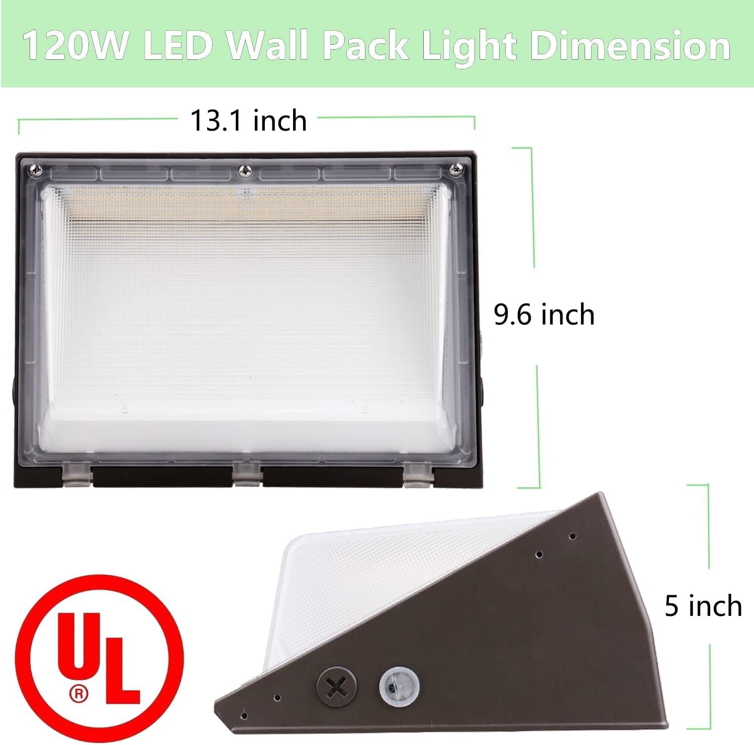 120W Dimmable LED Wall Pack Light with Aluminum Housing