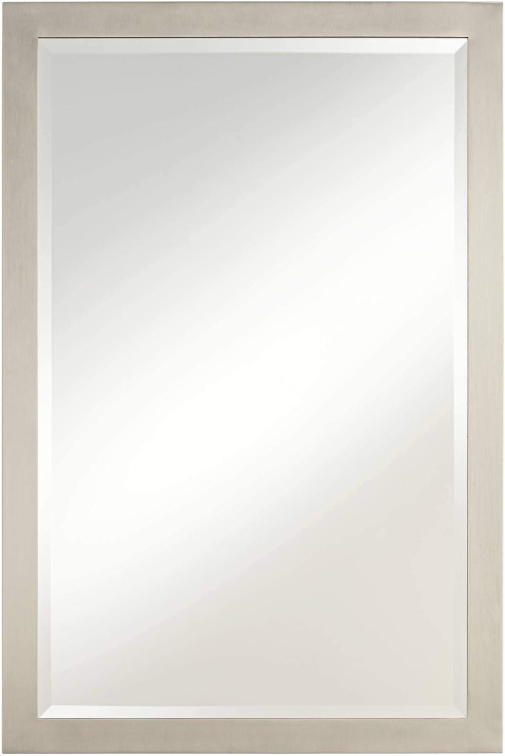 Rectangular Silver Metal Bathroom Vanity Mirror 39" x 28"