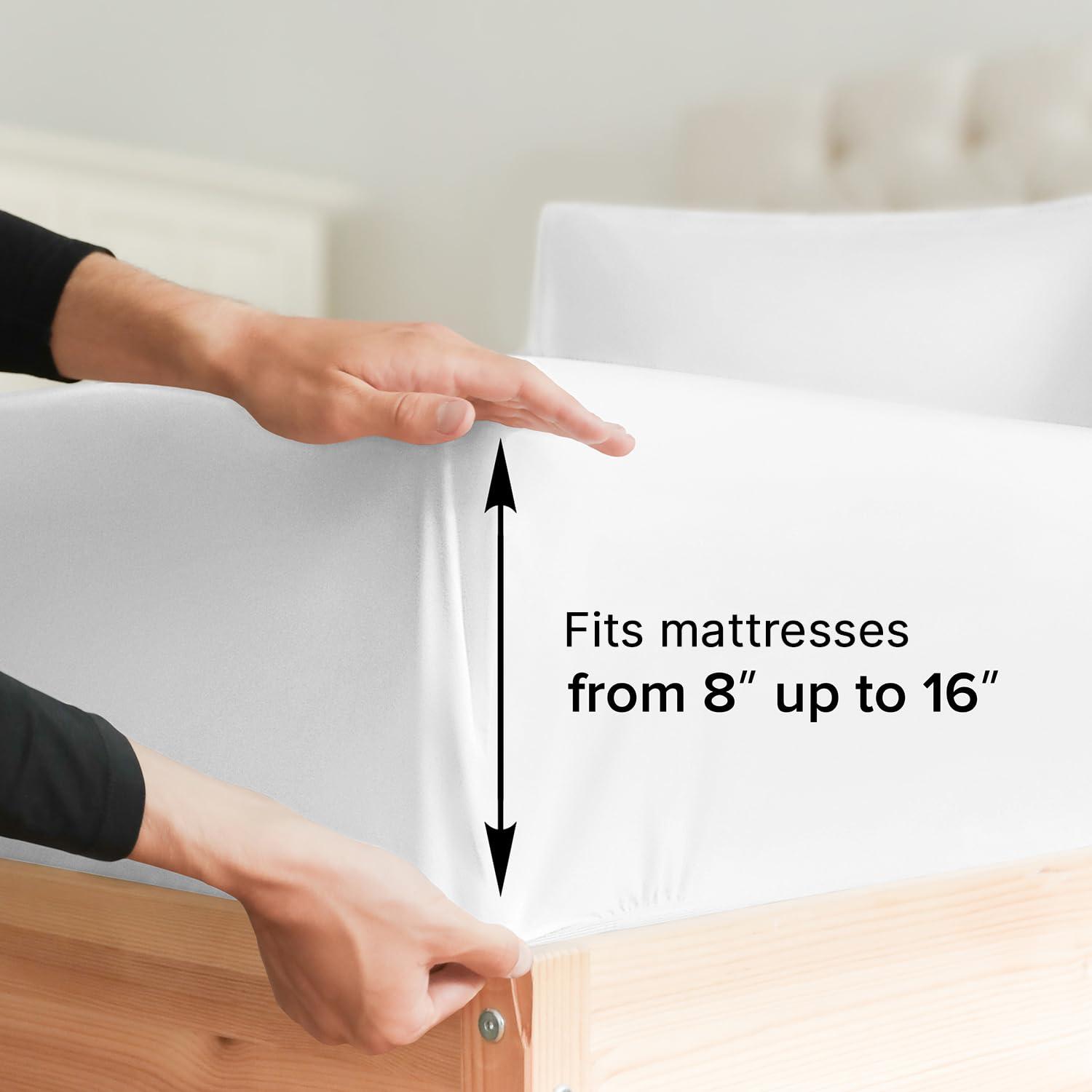 CGK Linens Luxury 1000 Thread Count 4 Piece Sheet Set - Soft & Premium 100% Cotton Sateen in White, Size Twin