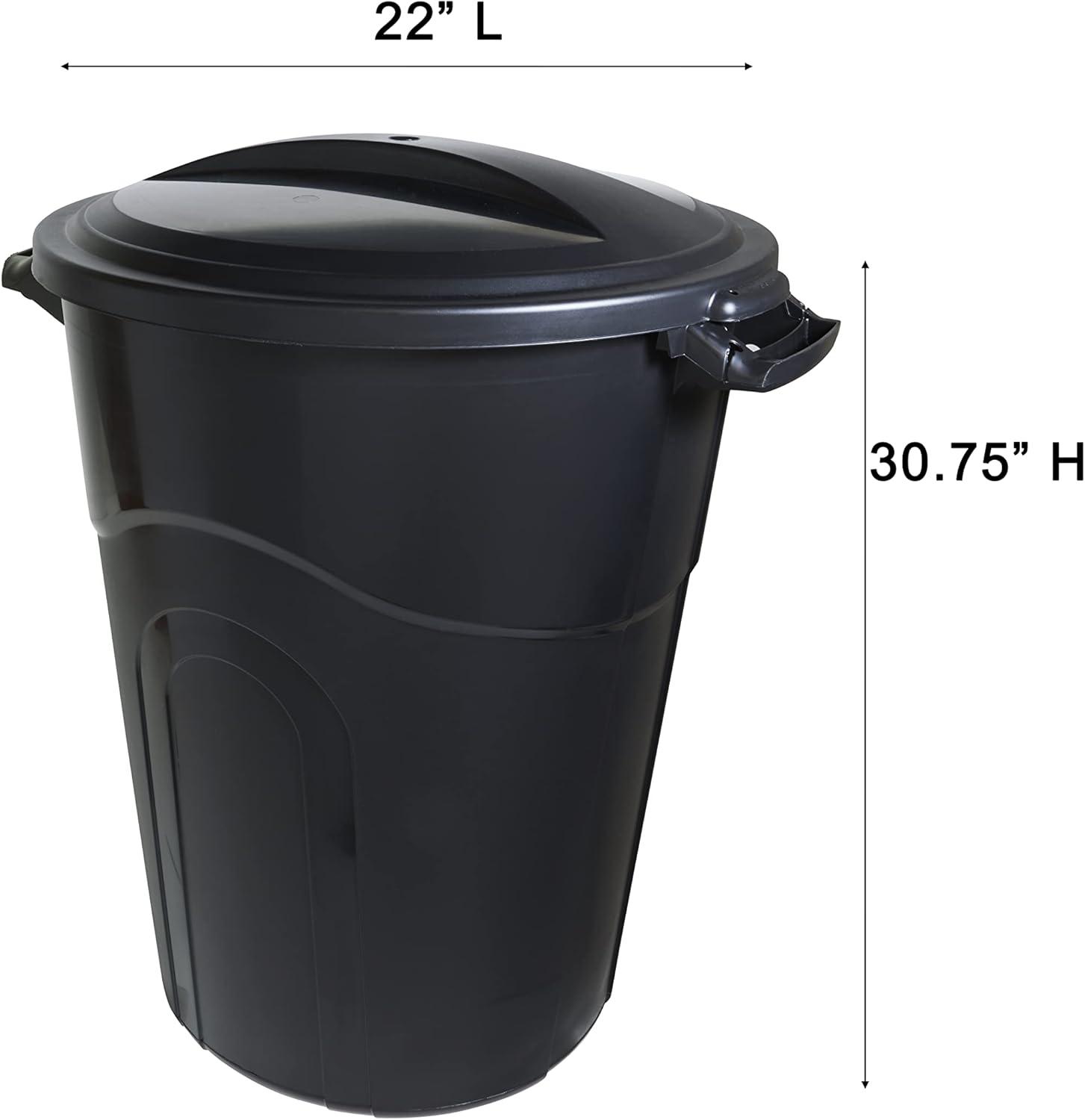 United Solutions Outdoor Garbage Can, 2 Pack, Black, Sturdy Construction