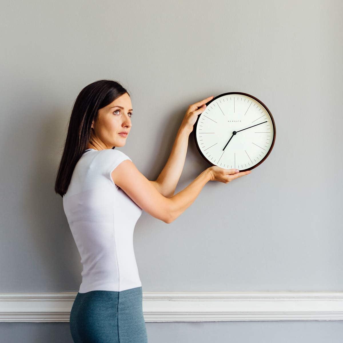 NEWGATE® Mr Clarke - Modern Minimalist - A Small Scandi-Inspired Wall Clock with a Modern Plywood Case for Home Living/Dining Room or Office HWD 28 x 28 x 4.5cm (Dark Plywood & Marker Dial)