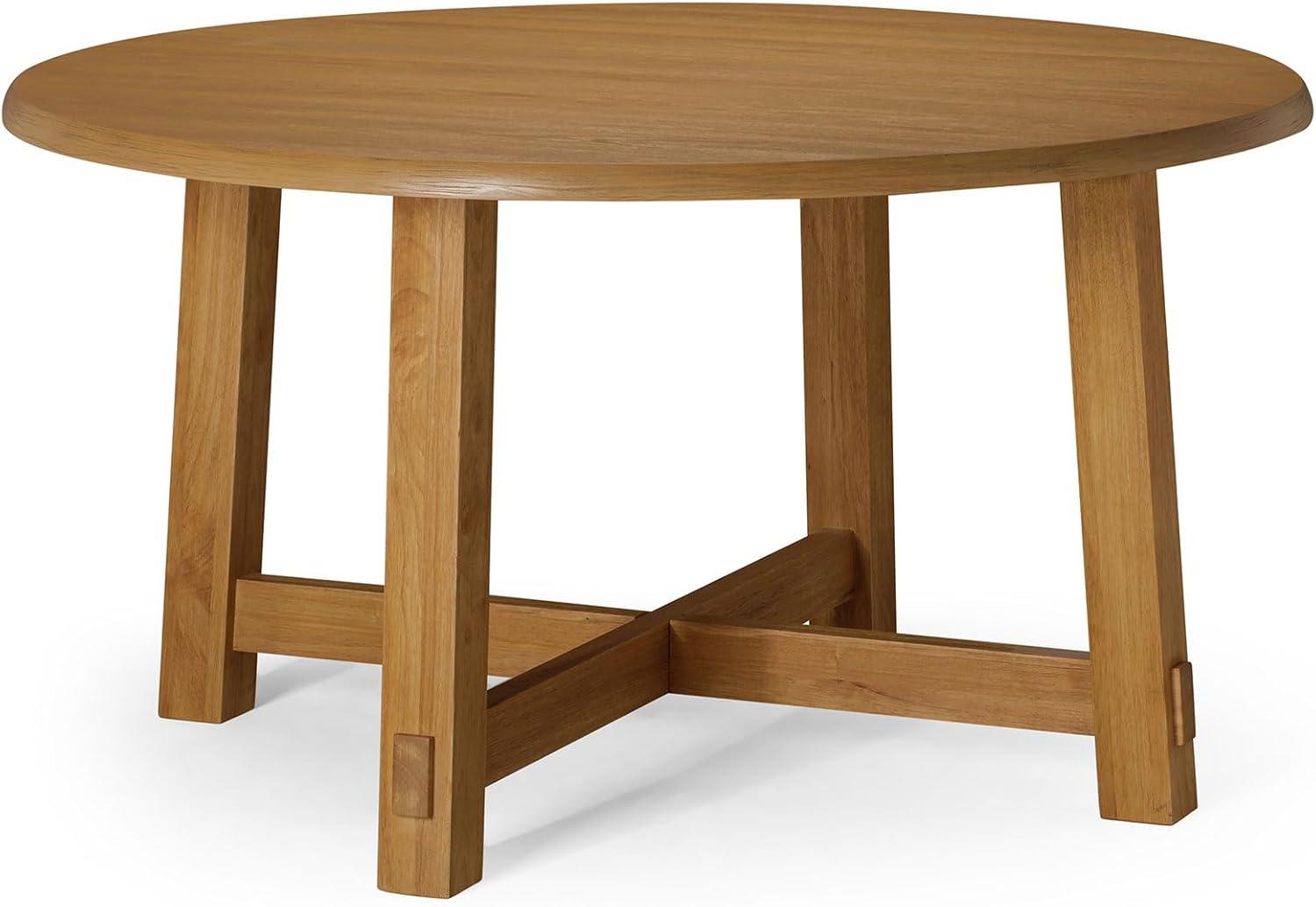 Maven Lane Sasha Round Wooden Dining Table in Weathered Natural Finish