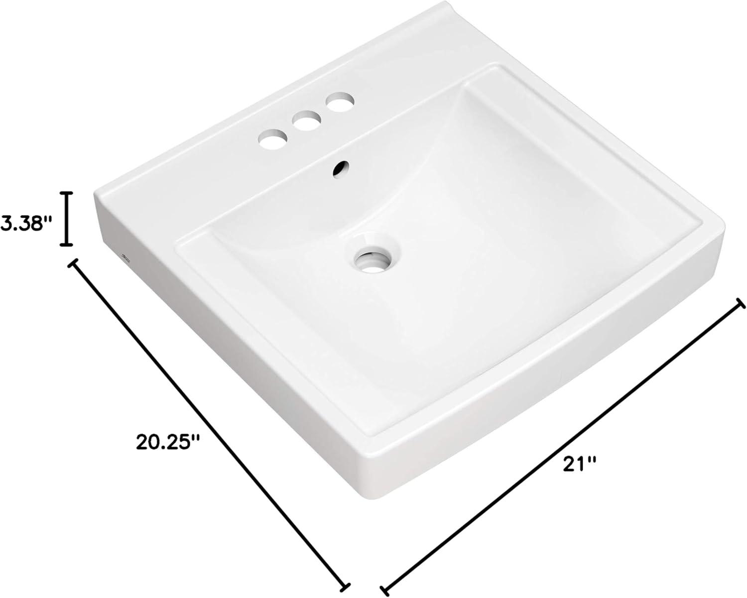 American Standard Decorum 20.25'' White Vitreous China Rectangular Bathroom Sink with Overflow