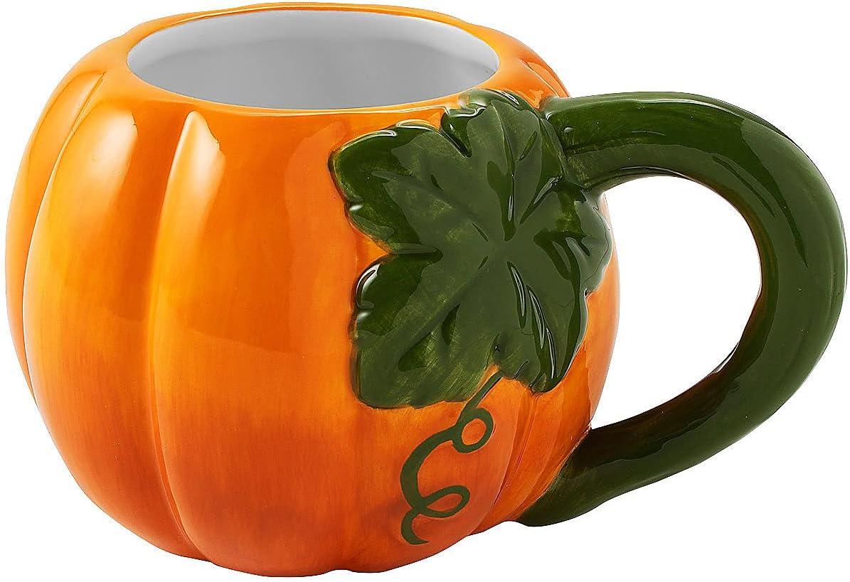 Pumpkin Shaped Ceramic Mugs, 12 oz, Set of 4