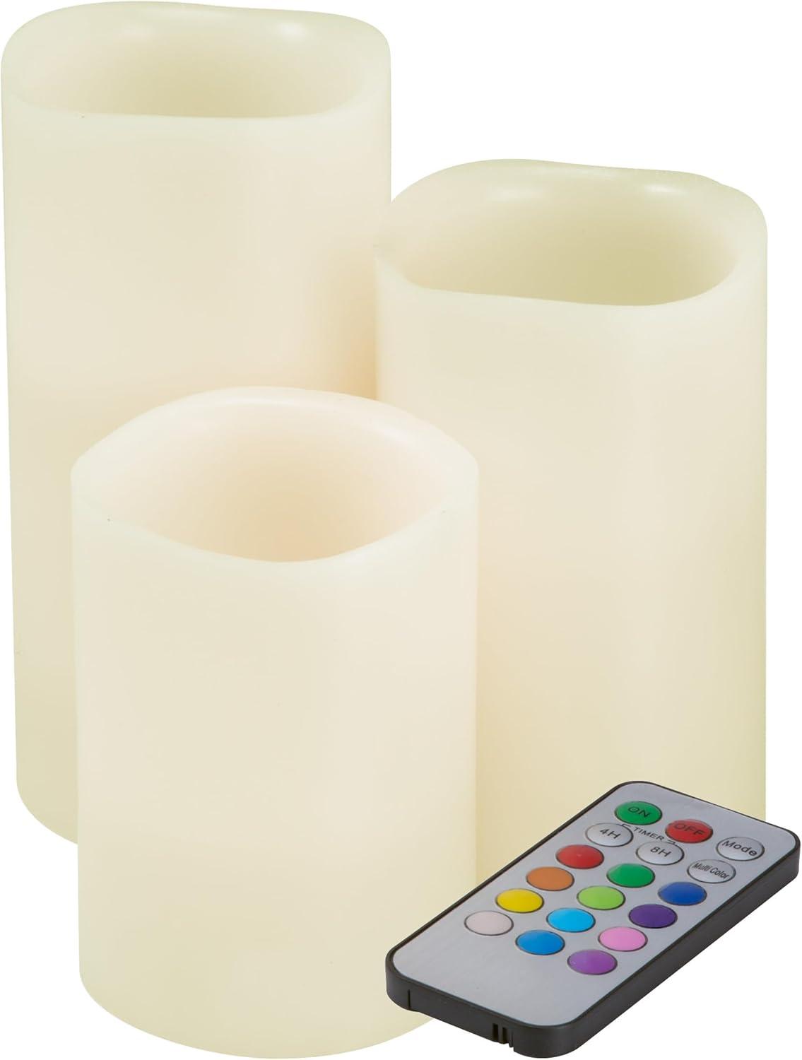 Lavish Home 3 Piece LED Color Changing Flameless Candle Set w/ Remote
