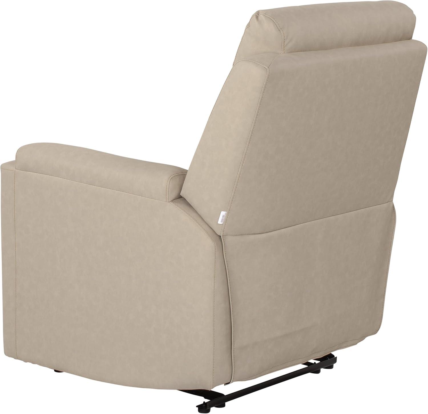 Beige Luxe Leather Manual Recliner Armchair