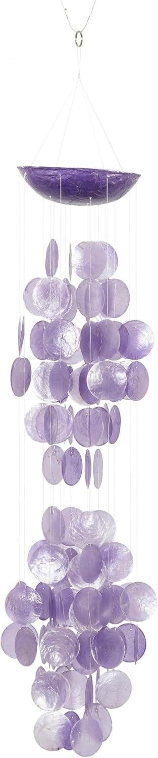 DecMode 27" Purple Capiz Shell Waterfall Windchime