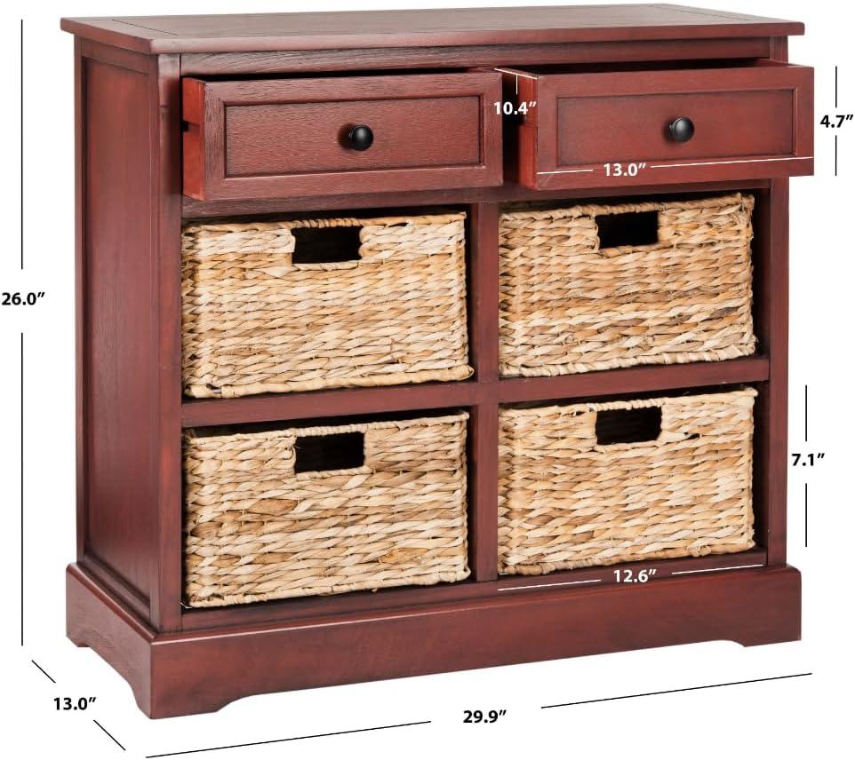 Herman Storage Unit with Wicker Baskets - Red - Safavieh.