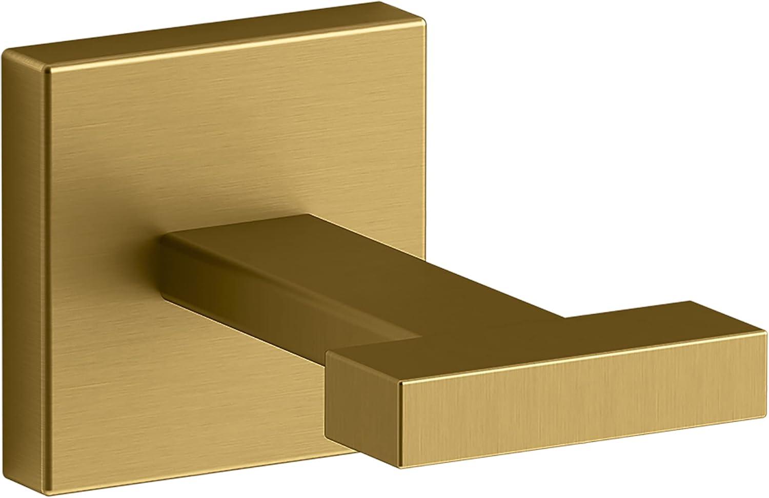 Vibrant Brushed Moderne Brass Square Robe Hook