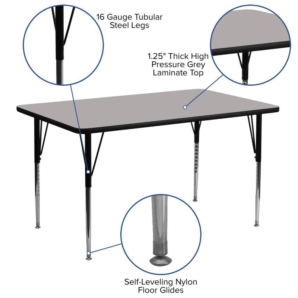 Goddard 24''W x 48''L Rectangular HP Laminate Activity Table - Adjustable Legs