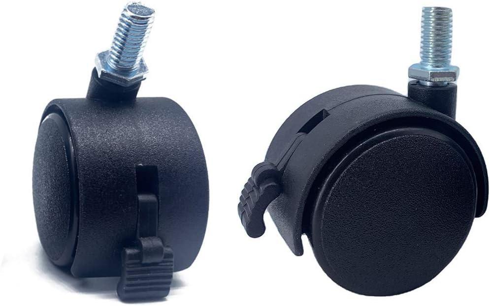 Black Nylon Swivel Stem Casters with Locking Brake, Set of 4