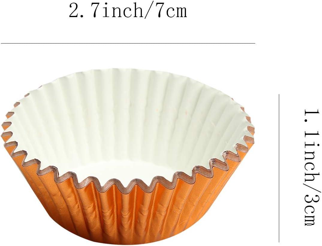 Mombake Standard Foil Orange Cupcake Liners Muffin Baking Cups for Party and More, 100-Count