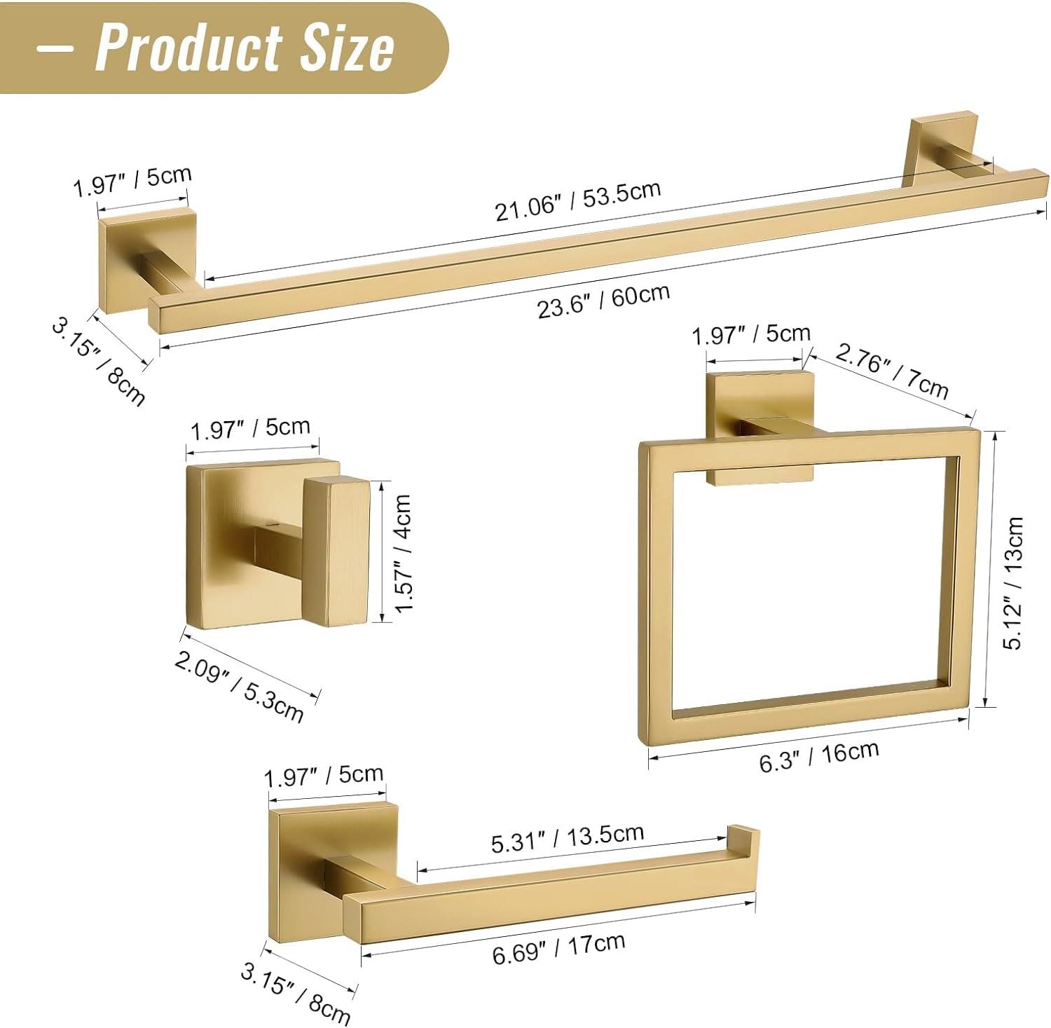 SHANRUGUOJI 5 Pieces Bathroom Hardware Accessories Set Towel Bar Set Wall Mounted,Stainless Steel XJ1-W121963548