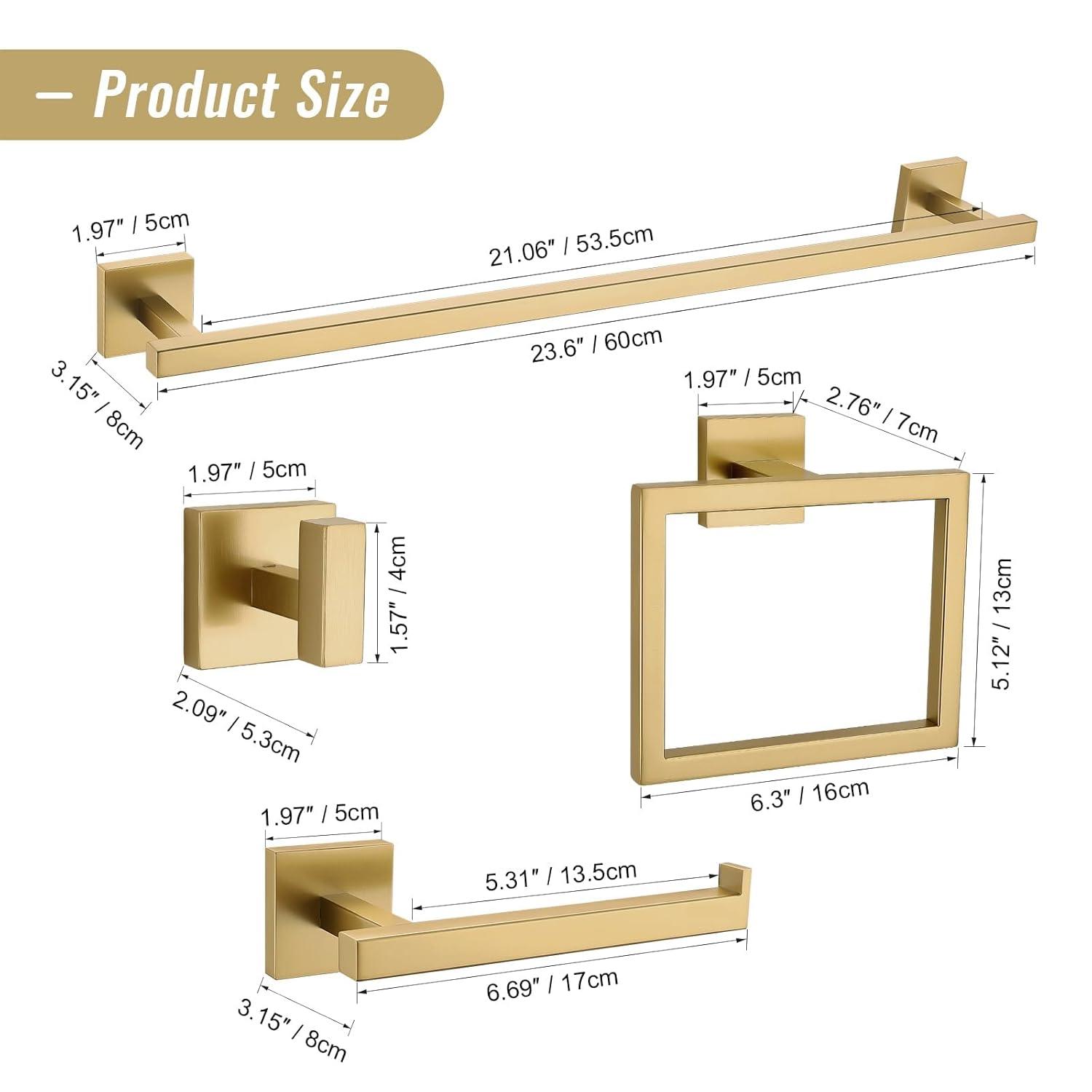 SHANRUGUOJI 5 Pieces Bathroom Hardware Accessories Set Towel Bar Set Wall Mounted,Stainless Steel XJ1-W121963548