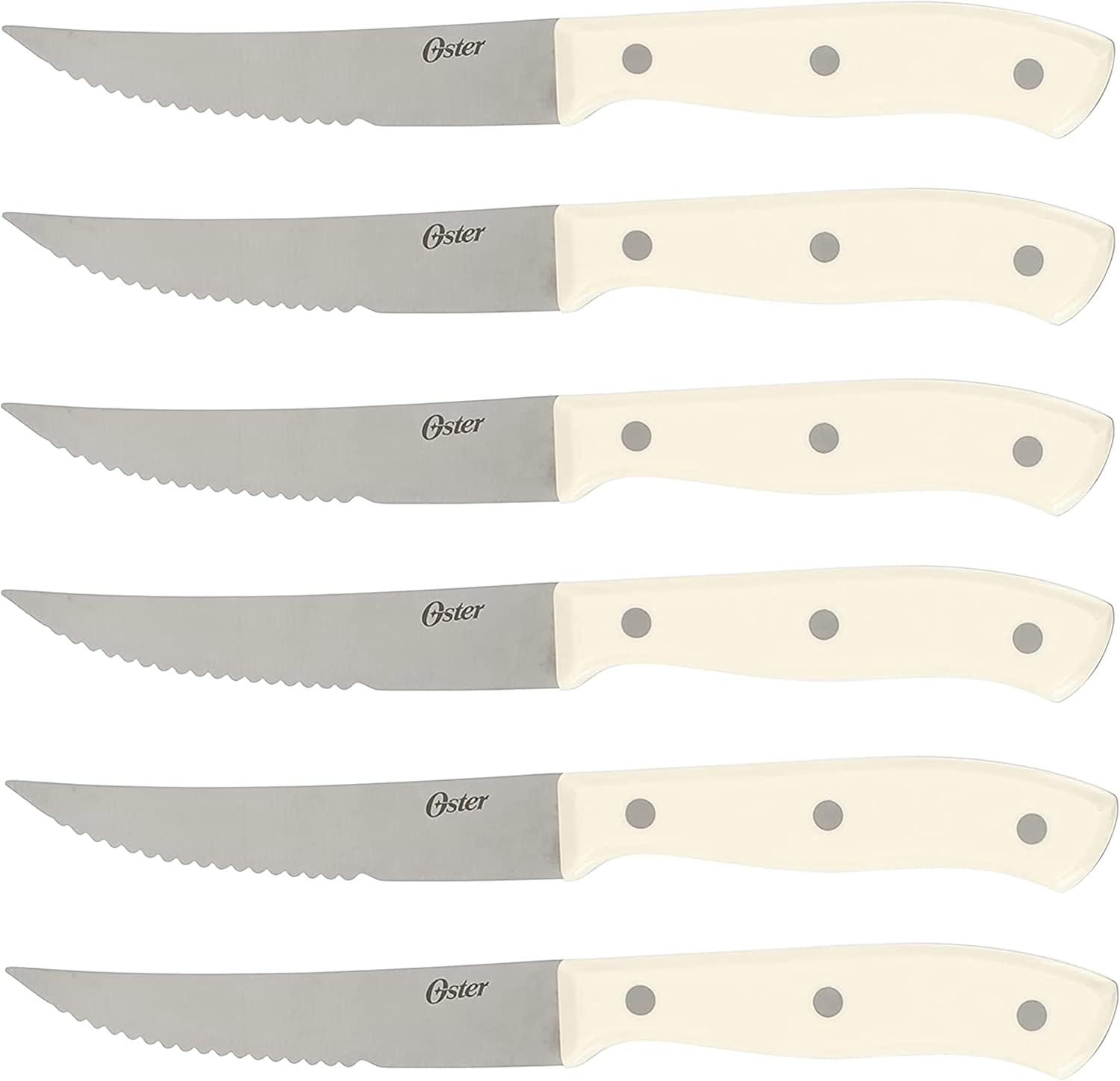 Oster Oster Evansville 14 Piece Stainless Steel Blade Cutlery Set in White