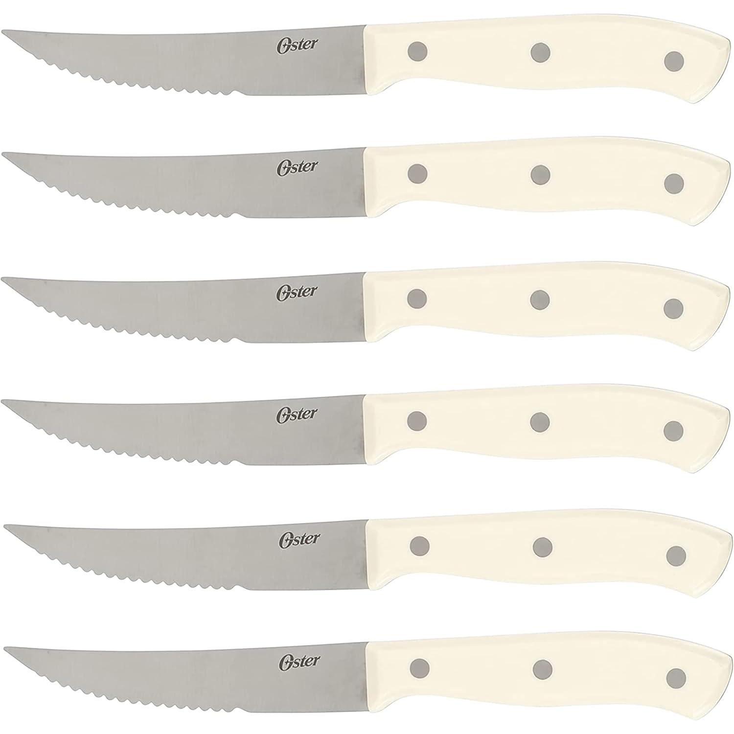 Oster Oster Evansville 14 Piece Stainless Steel Blade Cutlery Set in White