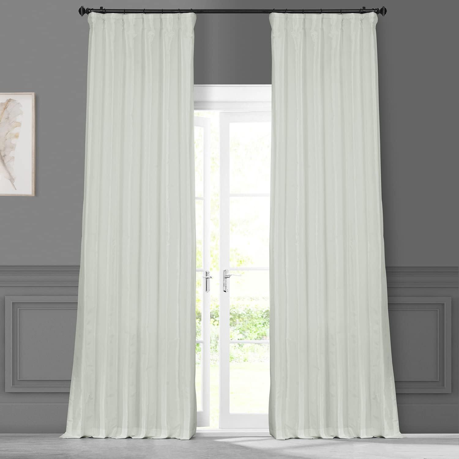 Eggshell Faux Silk Room-Darkening Curtain Panel 50" x 84"